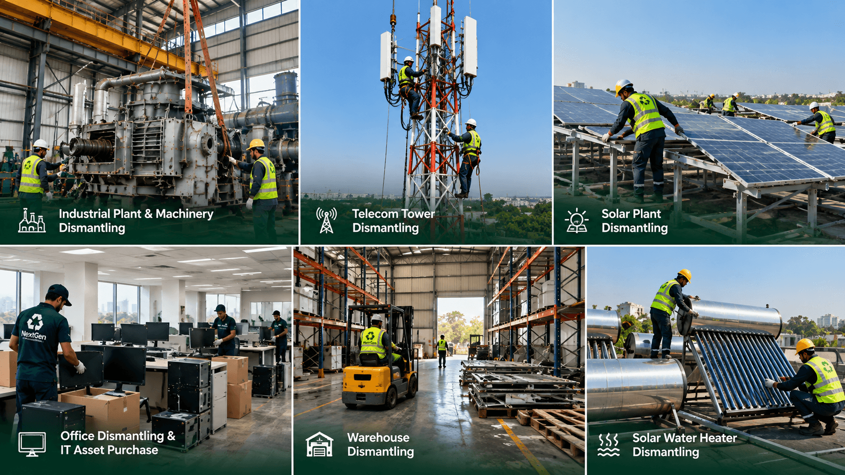 Industrial equipment at a commercial dismantling project